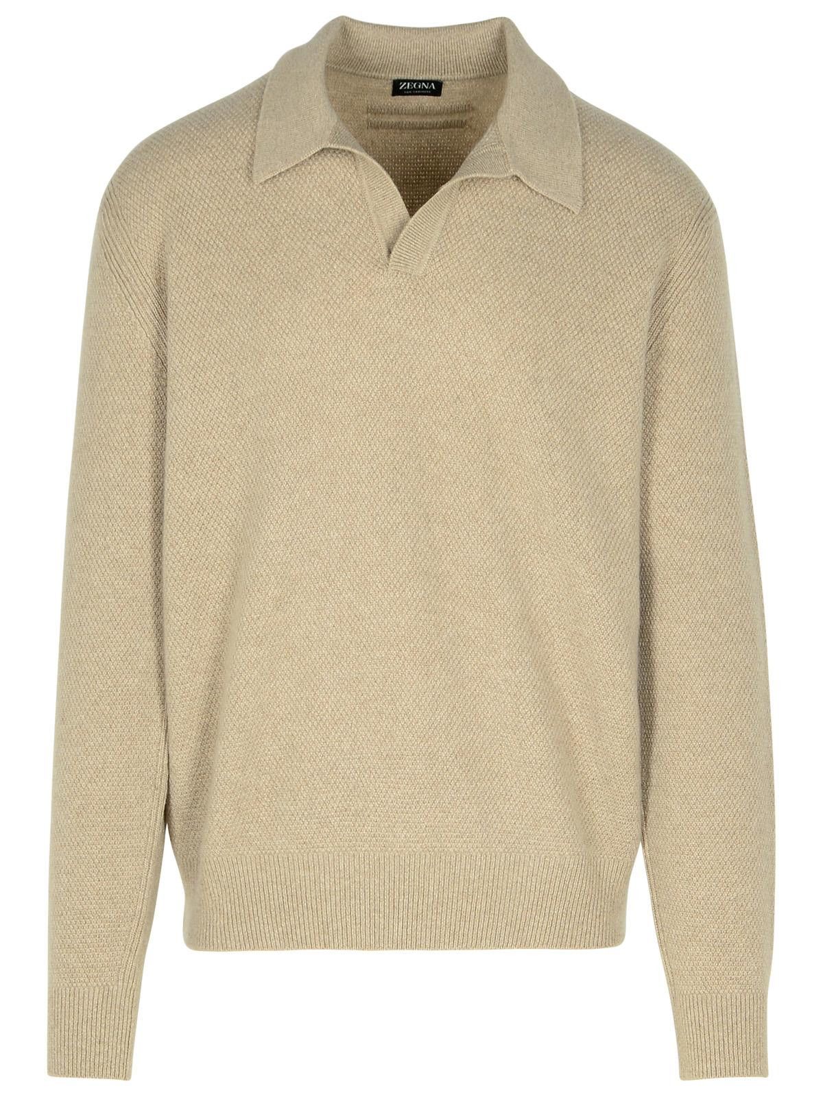 Ermenegildo Zegna カシミヤ Vネックセーター ベージュ Ermenegildo Zegna ZEGNA Beige Cashmere Sweater | Grailed