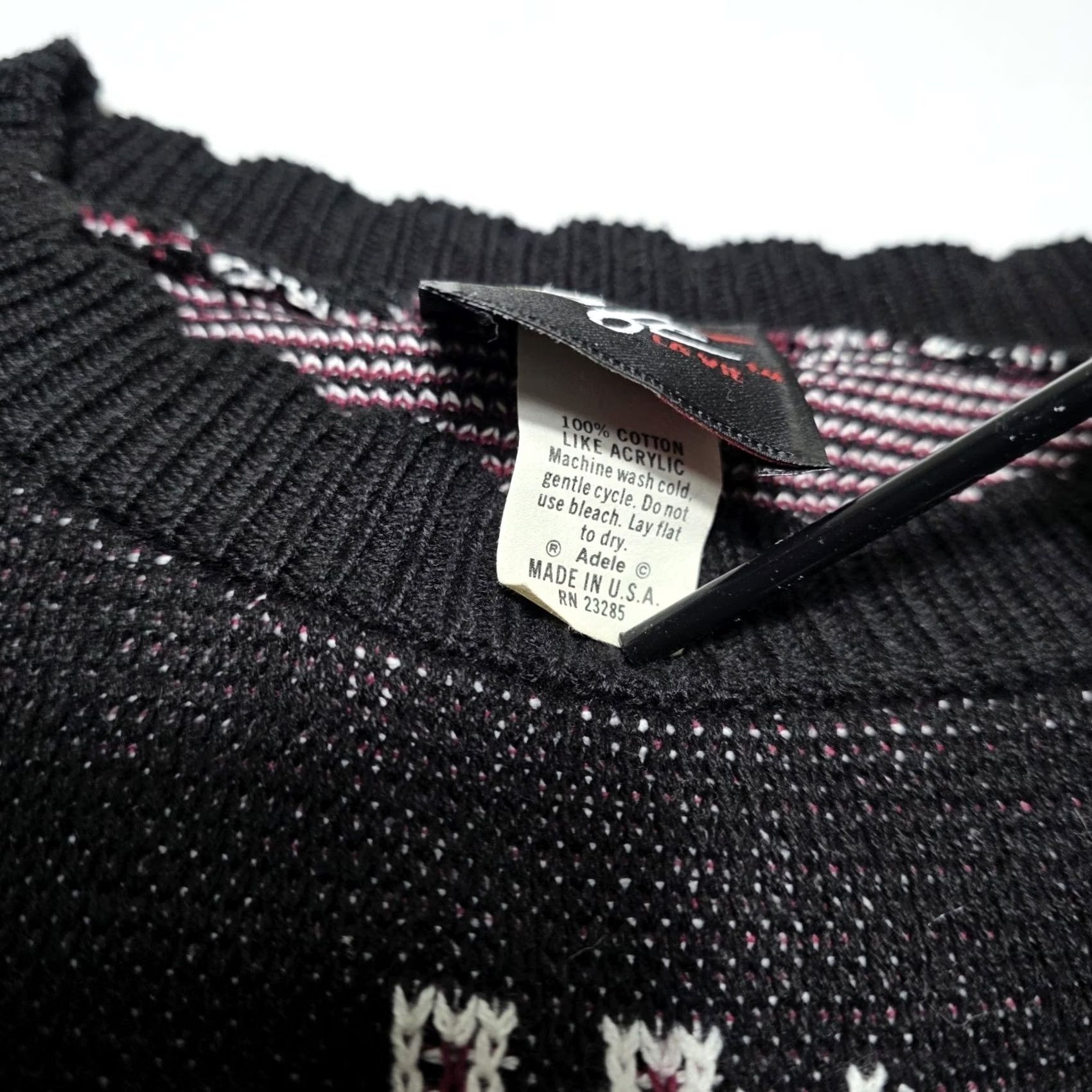 Pinko VINTAGE Cafe La Vie Black Pink Floral Women’s MockNeck Sweater L USA Shirt Ladies 1990s Casual Geometric Size L / US 10 / IT 46 - 5 Thumbnail