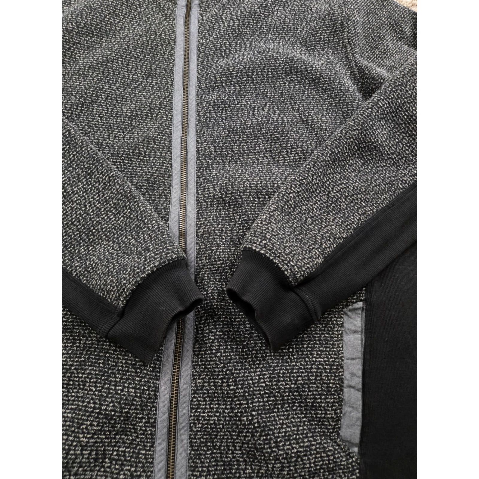 Carbon Carbon Jacket Mens XL Gray Knit Full Zip Bomber Stand-Up Collar Lined Pockets Fleece Insulated Size US XL / EU 56 / 4 - 3 Thumbnail