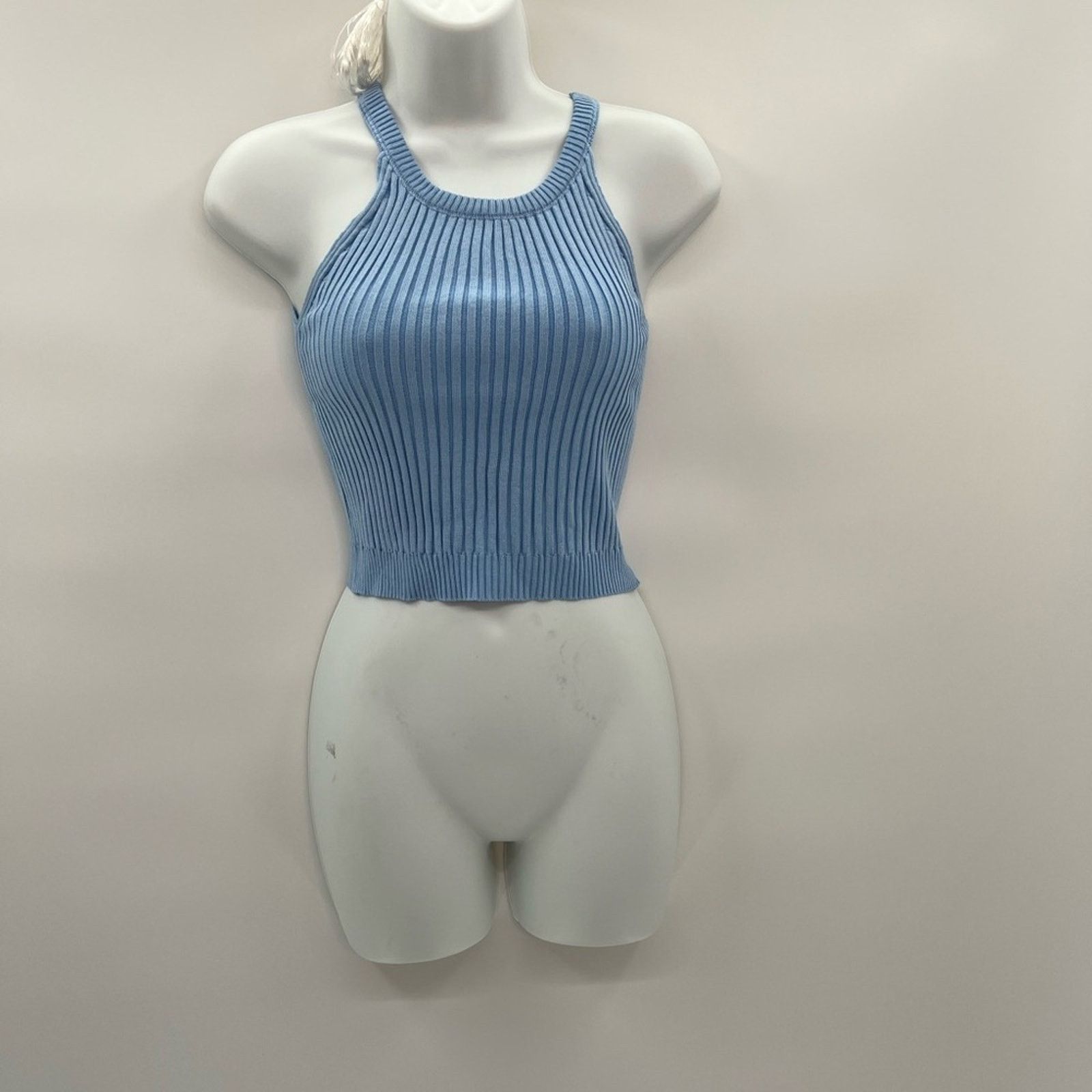 & Other Stories Blue Tank Top for Women – Sexy Ribbed Round Neck Top NWOT Size S / US 4 / IT 40 - 3 Thumbnail