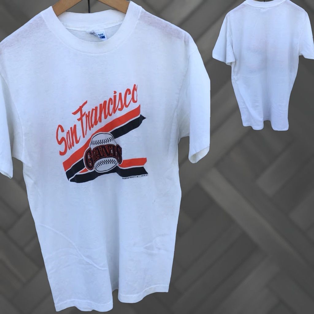 Hanes Vintage San Francisco Giants T Shirt 1988 80s Graphic Tee Size L Mens White Hanes 50/50 Polycotton Short Sleeve Vintage Sportswear/Beach Size US L / EU 52-54 / 3 - 1 Thumbnail
