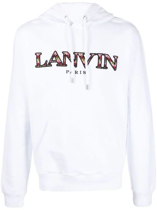 image of Lanvin White Embroidered-Logo Drawsting Lanvin Hoodie Hoodie, Men's (Size XL)