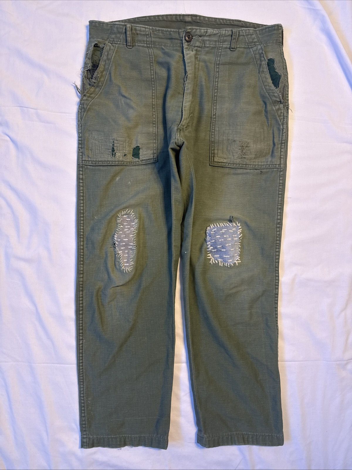 Vintage Vintage 70s OG 107 US Army Vietnam Repaired Green Pants Size US 34 / EU 50 - 1 Thumbnail
