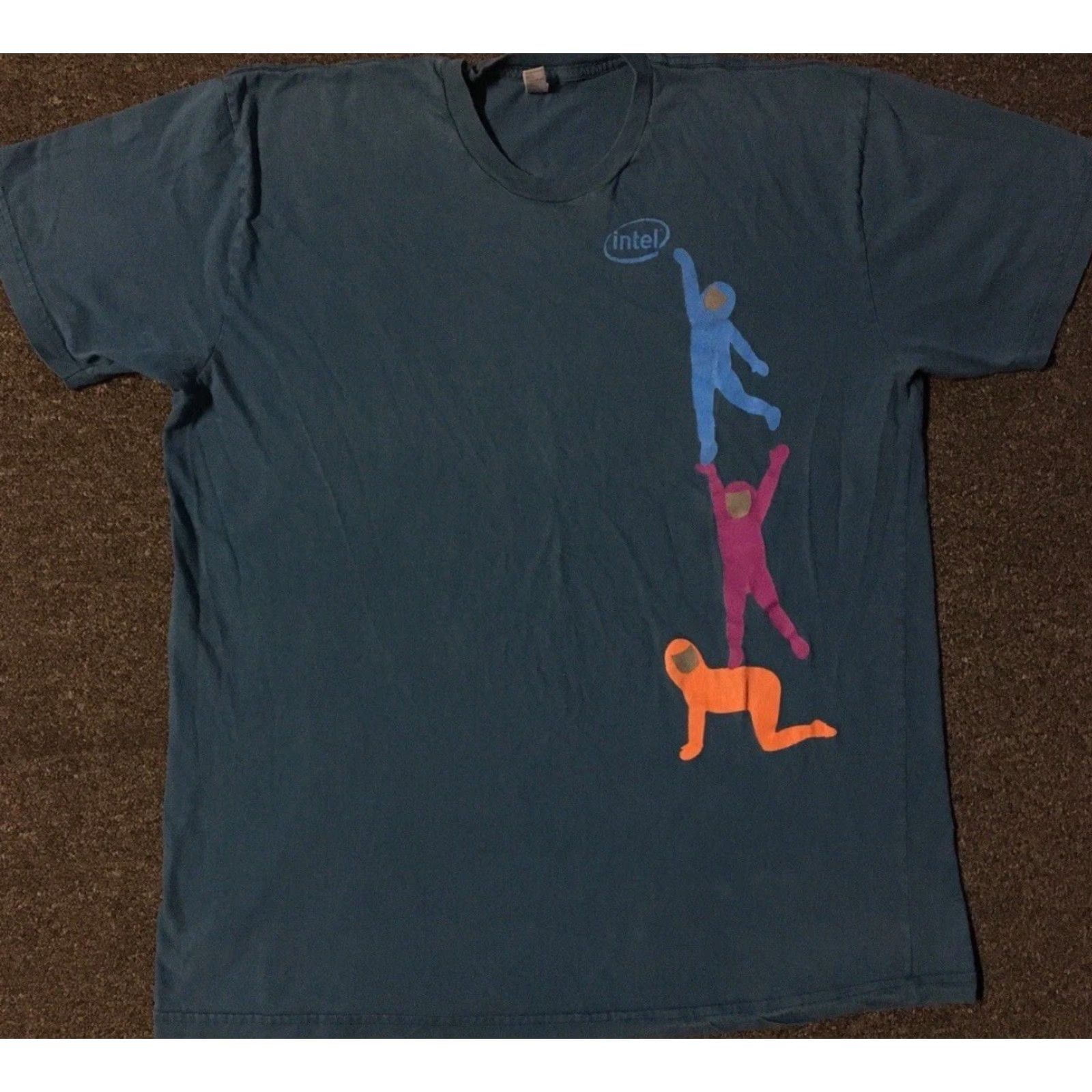 Apple VINTAGE Intel Faded Promo Shirt XL Blue Crew Neck Short Sleeve T-Shirt Men 80s 90s Grunge Rock Hip Hop Electronics Retro Funny Size US XL / EU 56 / 4 - 2 Thumbnail