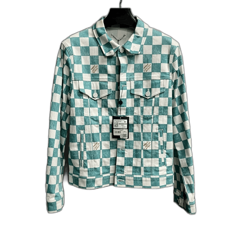 Louis Vuitton Louis Vuitton Green Checkered Denim Jacket Size US L / EU 52-54 / 3 - 1 Thumbnail