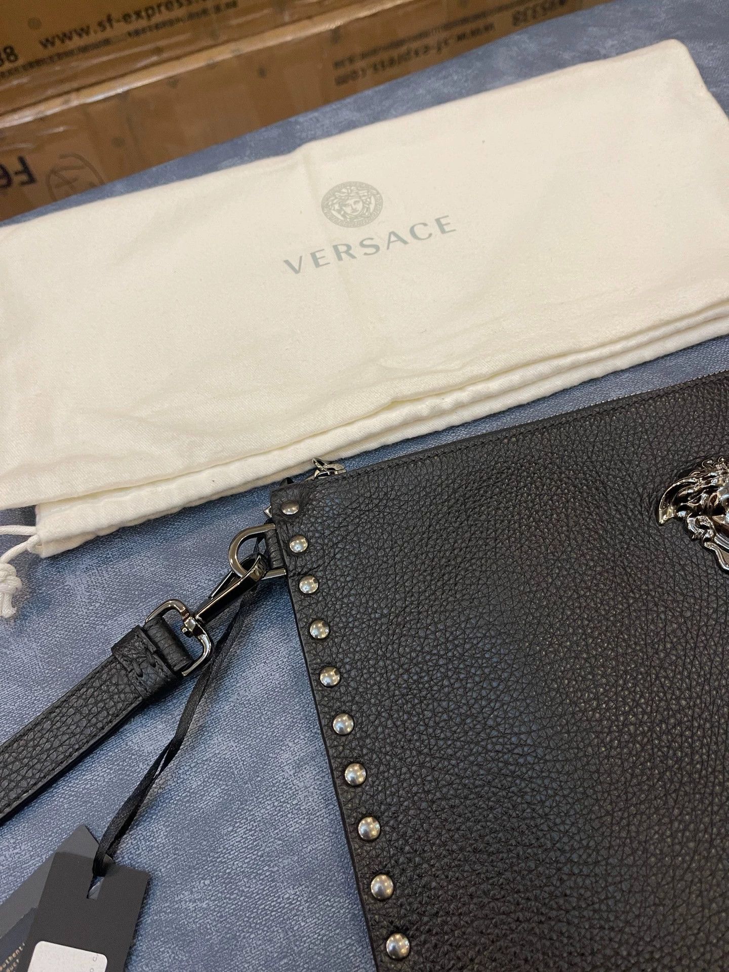 Versace Versace Envelope Handbag Litchi Grain Calfskin Size ONE SIZE - 7 Thumbnail