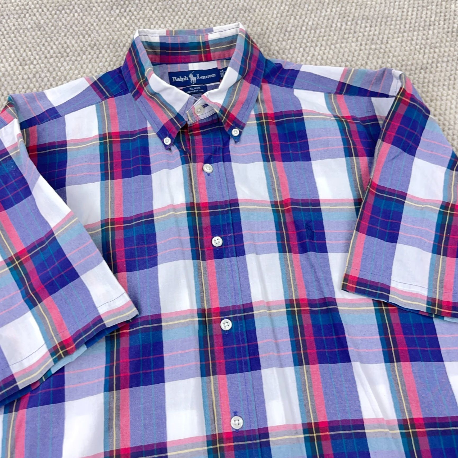 Ralph Lauren VINTAGE Ralph Lauren Shirt Men Large Blue Button Up Madras Plaid Camp India Vintage Size US L / EU 52-54 / 3 - 5 Thumbnail