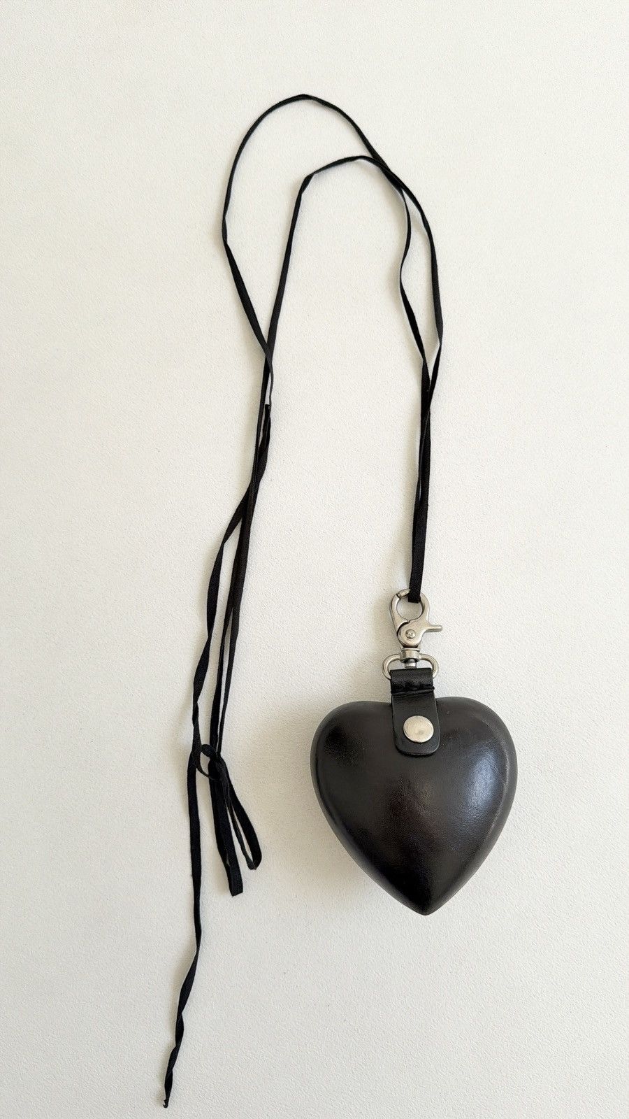 Ann Demeulemeester Black Leather Heart Shaped Locket Necklace Size ONE SIZE - 4 Thumbnail