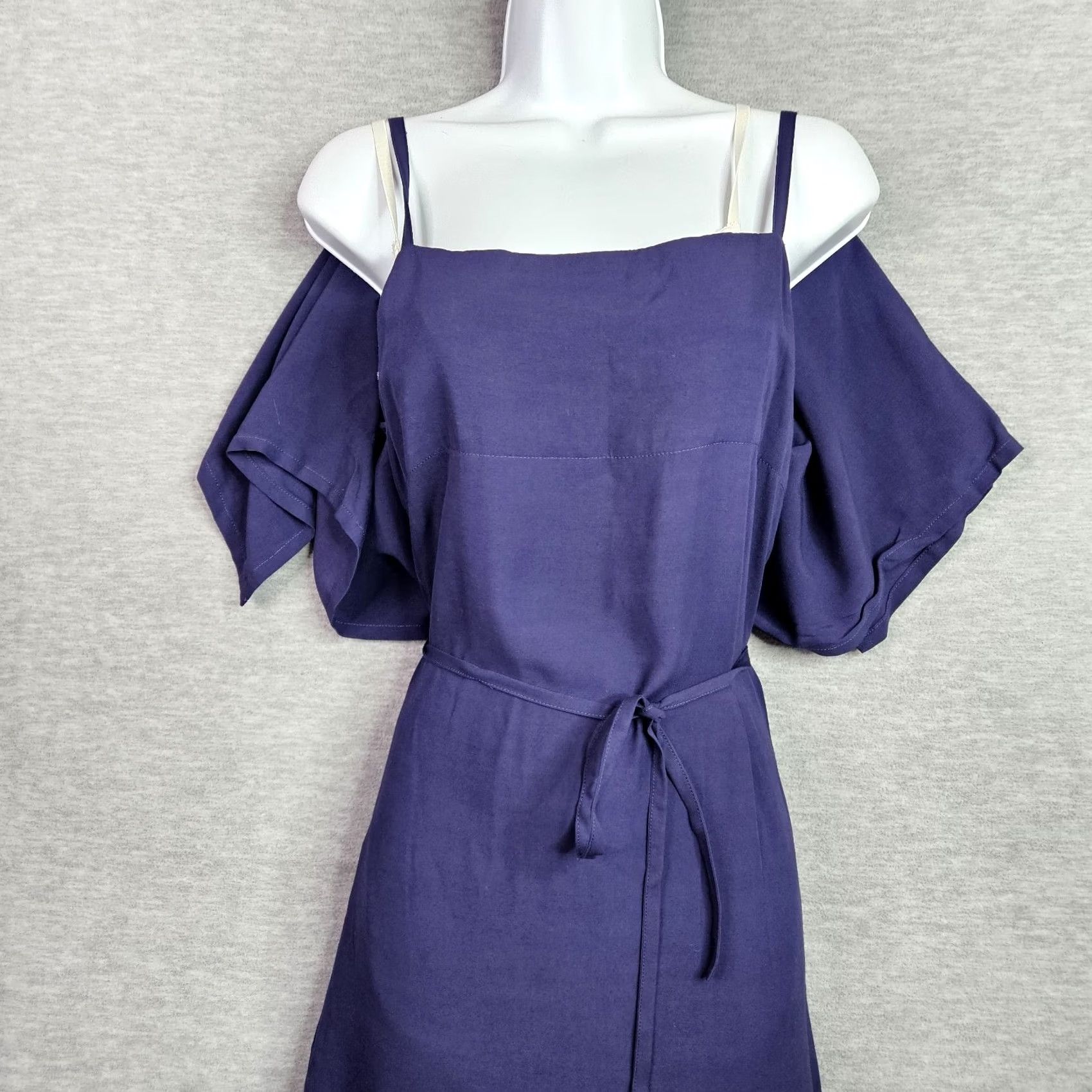 Vintage LIMI Feu Navy Blue Sleeveless Maxi Dress S Japanese Designer A-Line Solid Rayon Holiday Casual Women's Fashion Size S Size S / US 4 / IT 40 - 3 Thumbnail