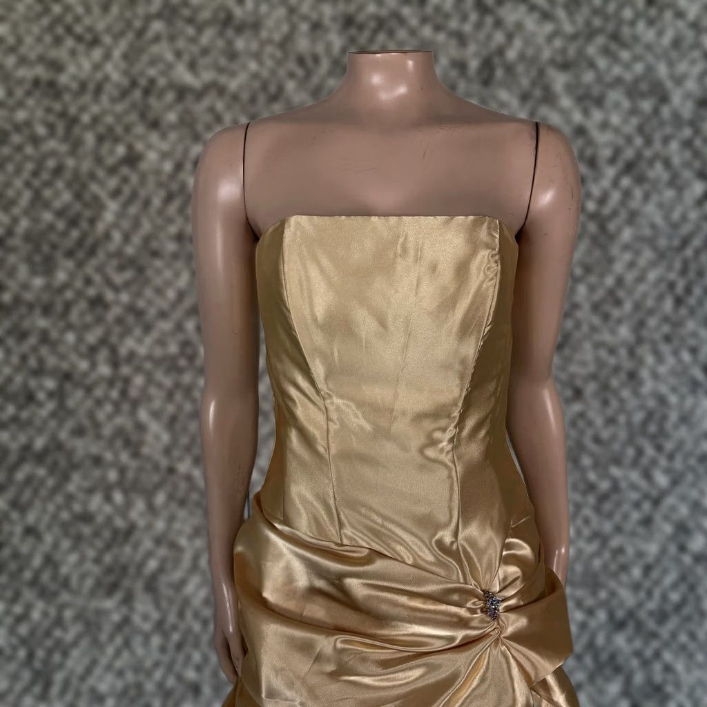 Jessica McClintock VINTAGE Jessica McClintock Dress Ball Gown XS Gold 1990s Party/Cocktail Strapless Mini 5/6 Size XS / US 0-2 / IT 36-38 - 1 Thumbnail