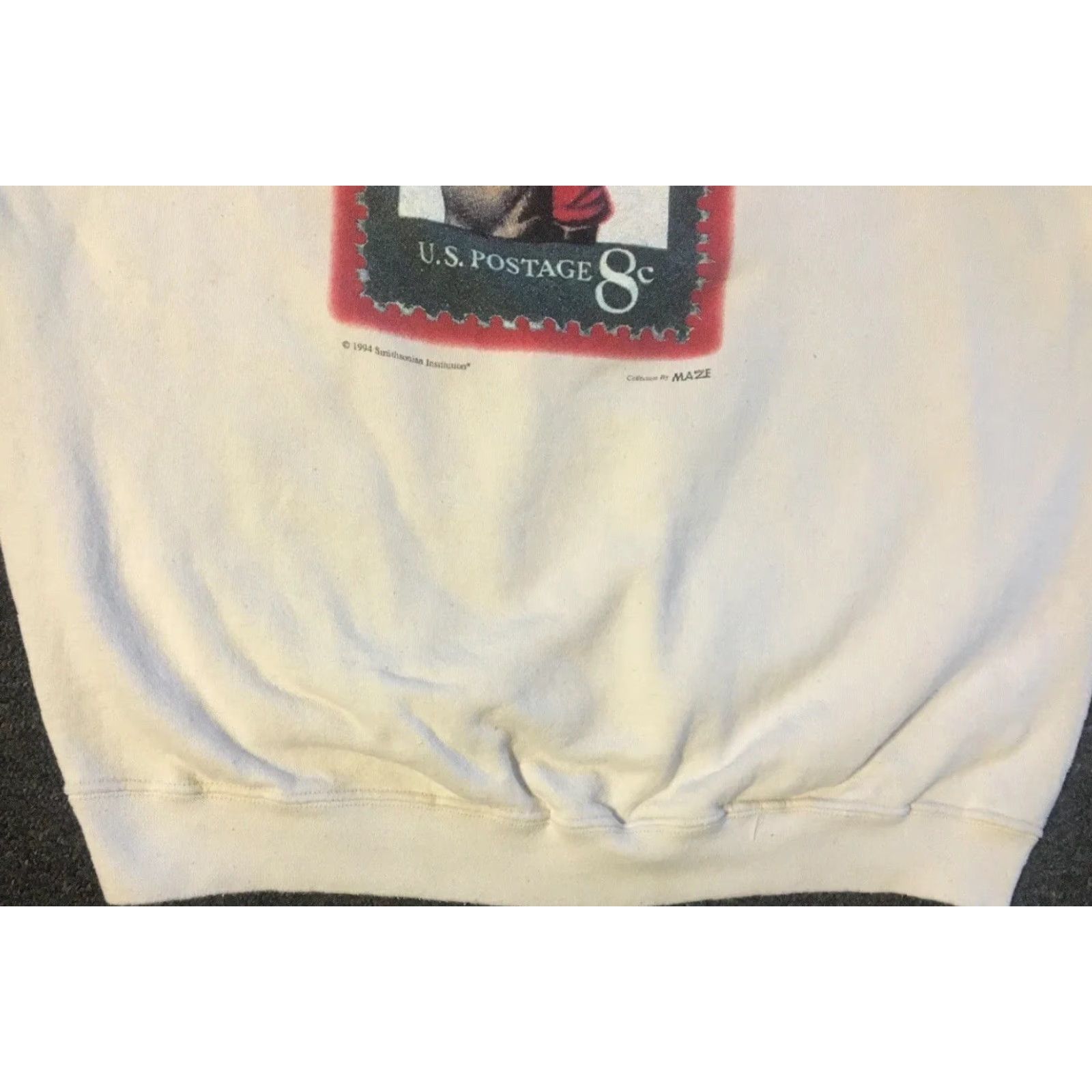 Stampd VINTAGE Smithsonian Institution Hoodie M Santa Postage Stamp Christmas Sweatshirt Beige Feathered Glitter 90s Fun Mens Size US M / EU 48-50 / 2 - 3 Thumbnail