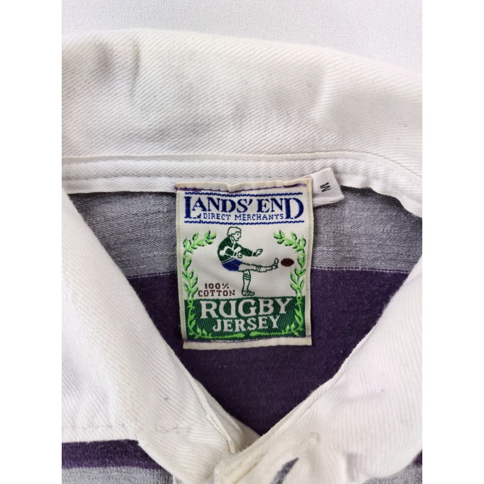 Lands' End Lands' End VTG Rugby Jersey Purple Gray Long Sleeve Polo Shirt Mens M Size US M / EU 48-50 / 2 - 2 Thumbnail