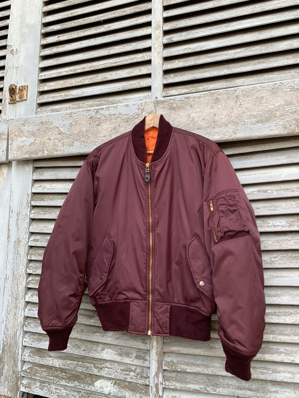 Vintage 🪖MA-1 MAN INTERMEDIATE MAROON BOMBER JACKET Size US M / EU 48-50 / 2 - 3 Thumbnail