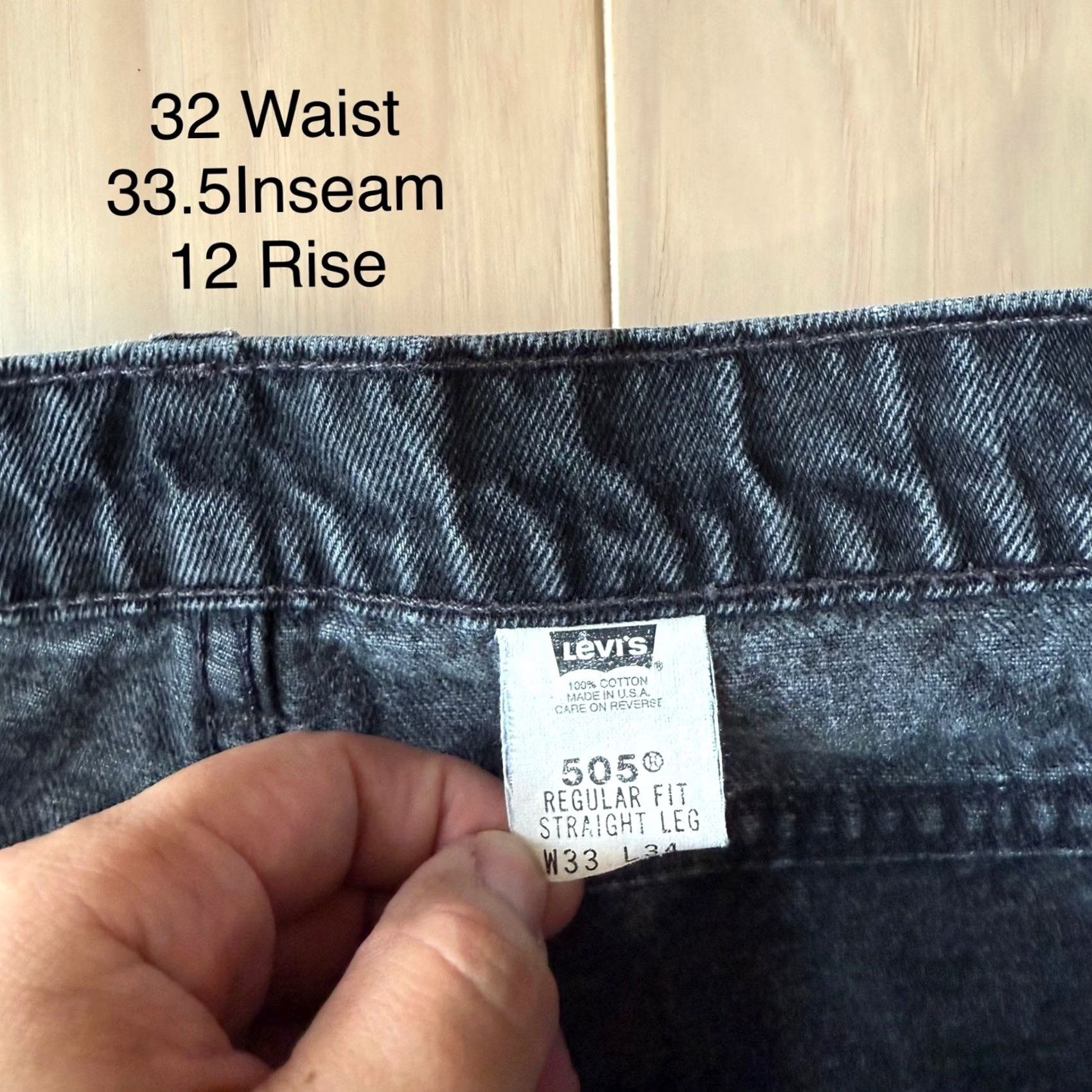 Levi's VINTAGE Levis 505 Jeans 32 Black 90s Workwear Light Wash Straight Leg Zip Fly Mens Jeans Size US 32 / EU 48 - 5 Thumbnail