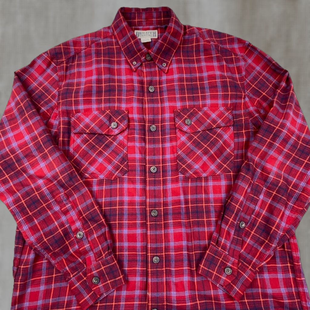 Vintage Duluth Shirt Men L Red Plaid Flannel Button-Up Relaxed Fit Workwear Casual Rescue Western Cowboy Southwestern Winter Fall Spring Size US L / EU 52-54 / 3 - 1 Thumbnail