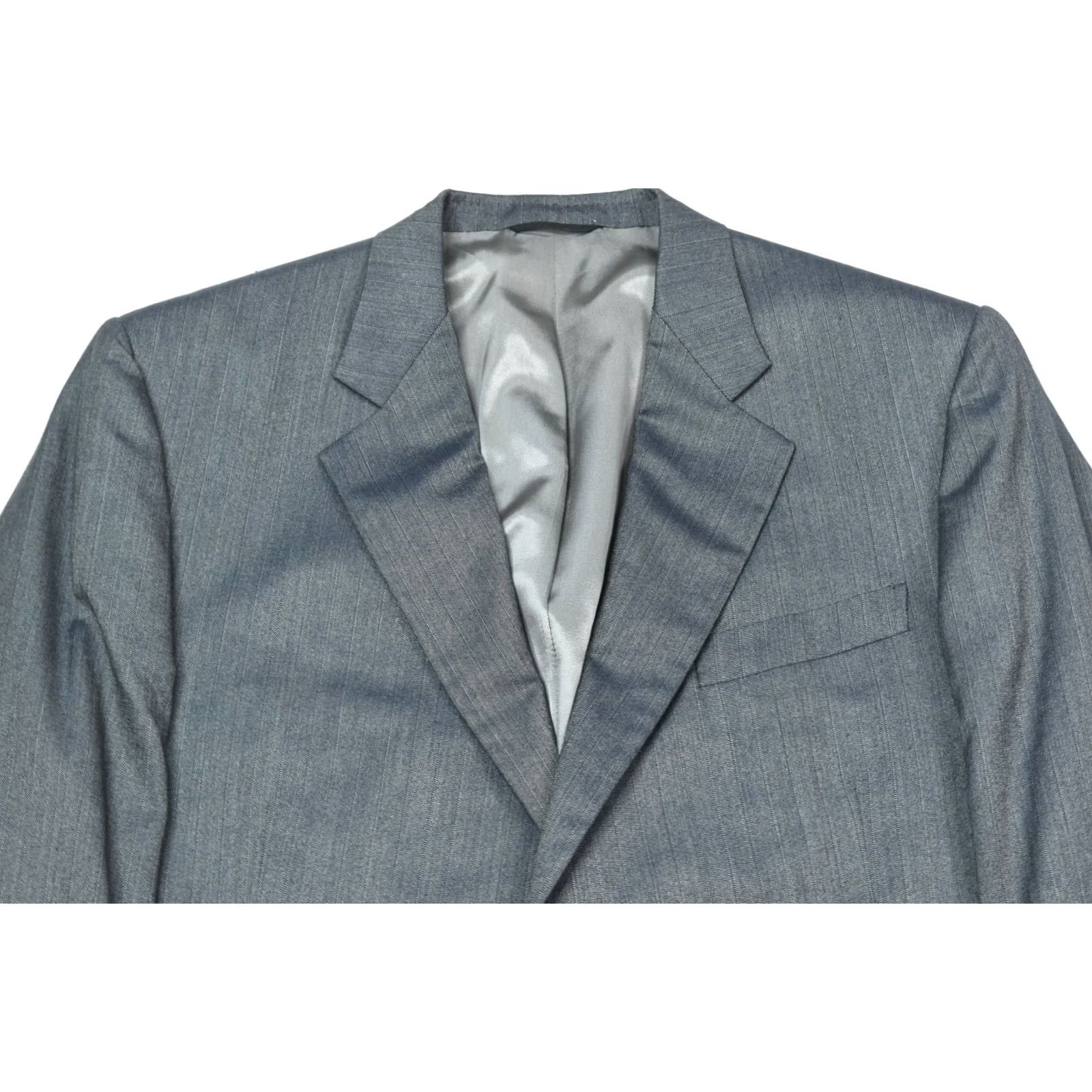 Vintage Adrian Jules SCABAL Diamond Chip Suit 46 Gray Wool Silk 150s Two-Button Mens Size 46R - 4 Thumbnail