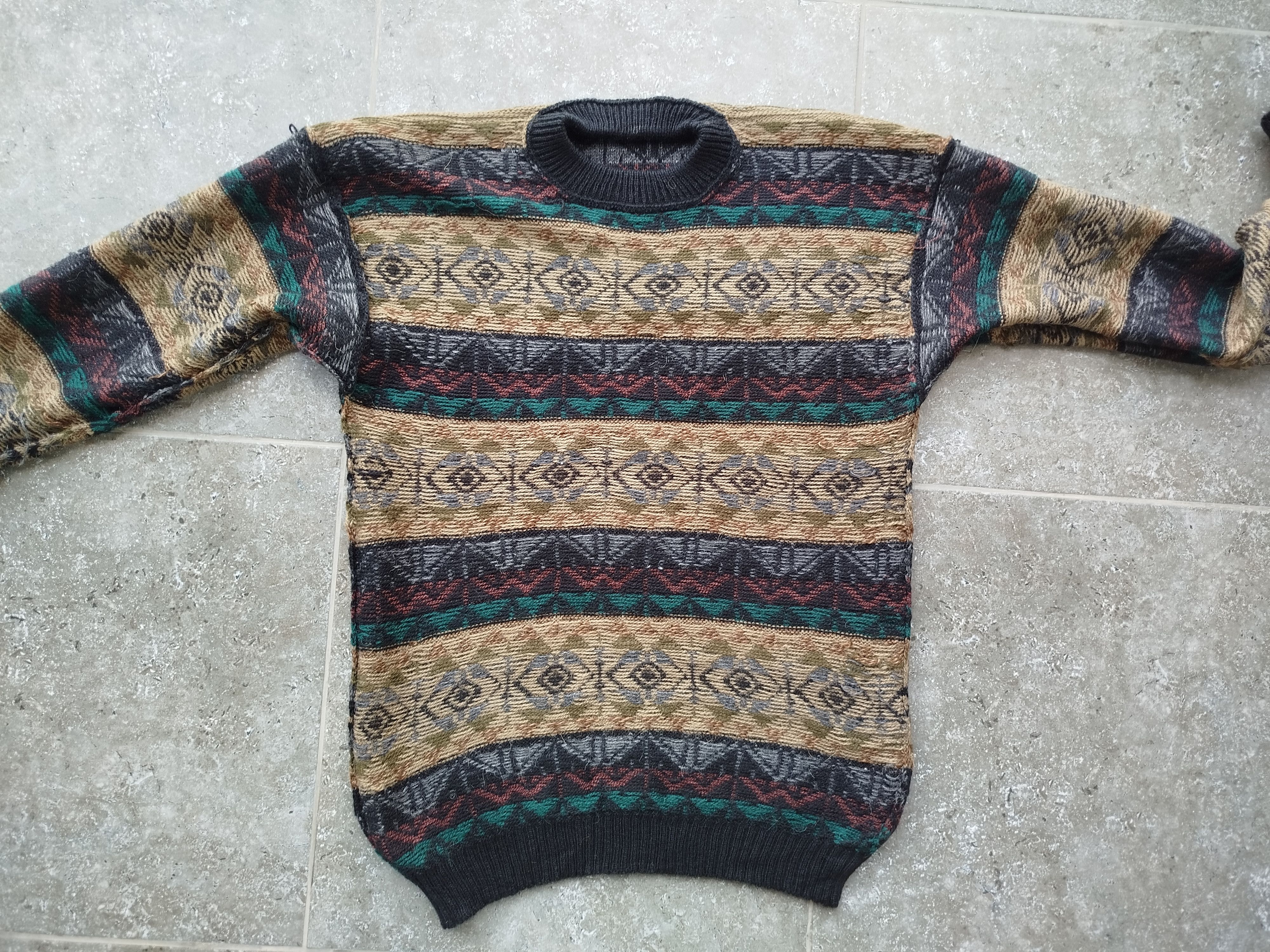 Vintage Peru Sweater Jumper Alpaca Knitted Crew Neck Ethnic Unisex Size US L / EU 52-54 / 3 - 8 Thumbnail