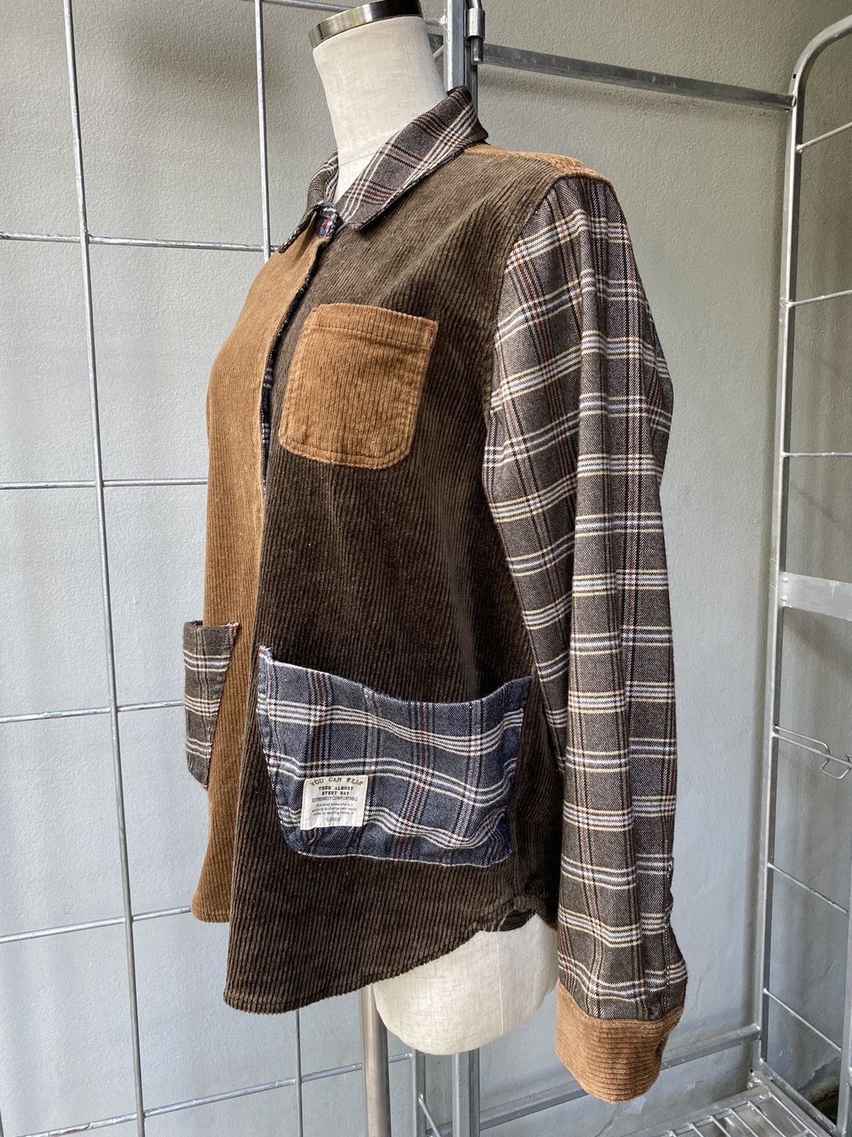 Designer × Japanese Brand Nanea Patchwork Corduroy Plaid Shirt COMFORTABLE Size M / US 6-8 / IT 42-44 - 5 Thumbnail