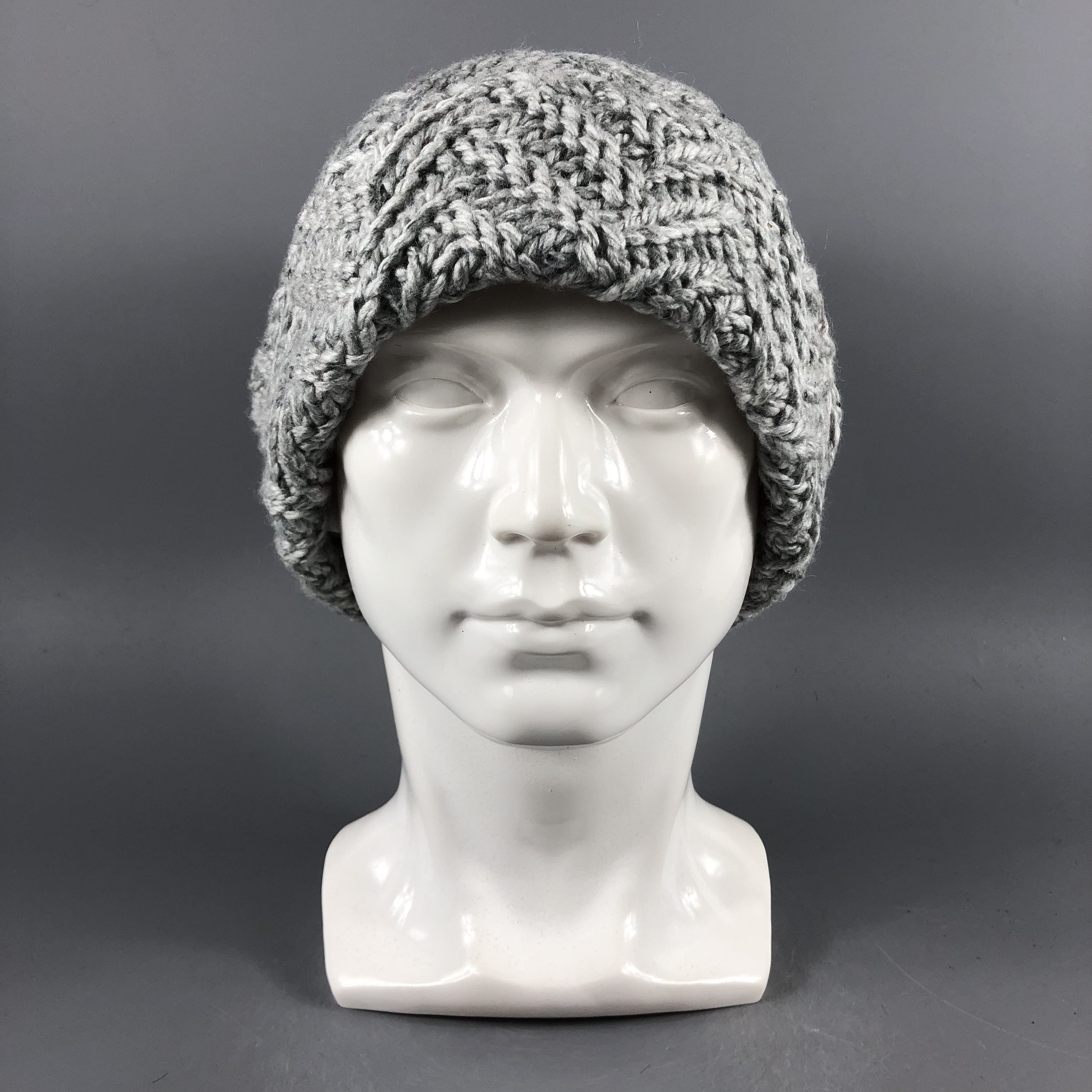 image of Vintage Unknown Ribbed Knit Gray Beanie Snow Hat Snow Cap -D1310, Men's