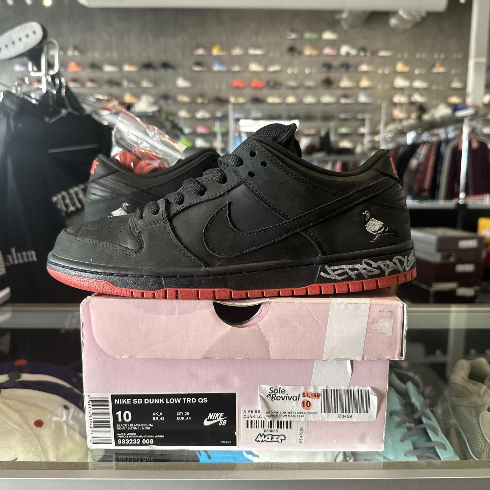 Size 10 Nike Jeff Staple x Dunk Pro SB Low Black Pigeon