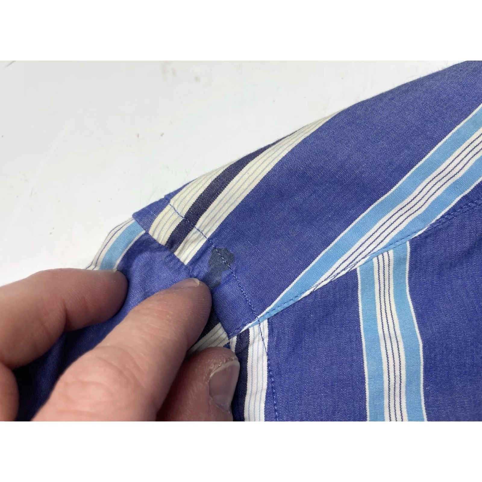 Robert Graham Robert Graham Mens M Shirt Button Up Blue Striped Yellow Paisley Flip Cuffs Size US M / EU 48-50 / 2 - 4 Thumbnail