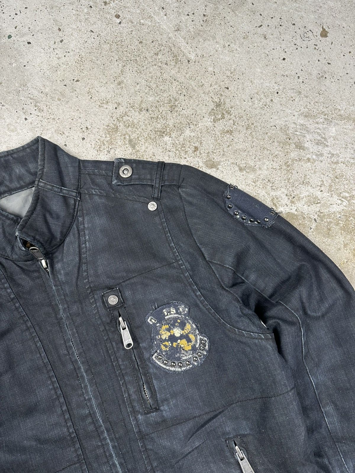 Japanese Brand × Vintage Vintage Y2K Utility Rhinestones Denim Jacket Size US M / EU 48-50 / 2 - 7 Thumbnail