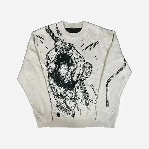 Aran Isles Knitwear Knittin Gothic Anime Print Pattern O Neck Pullover Sweater Size US L / EU 52-54 / 3 - 4 Thumbnail
