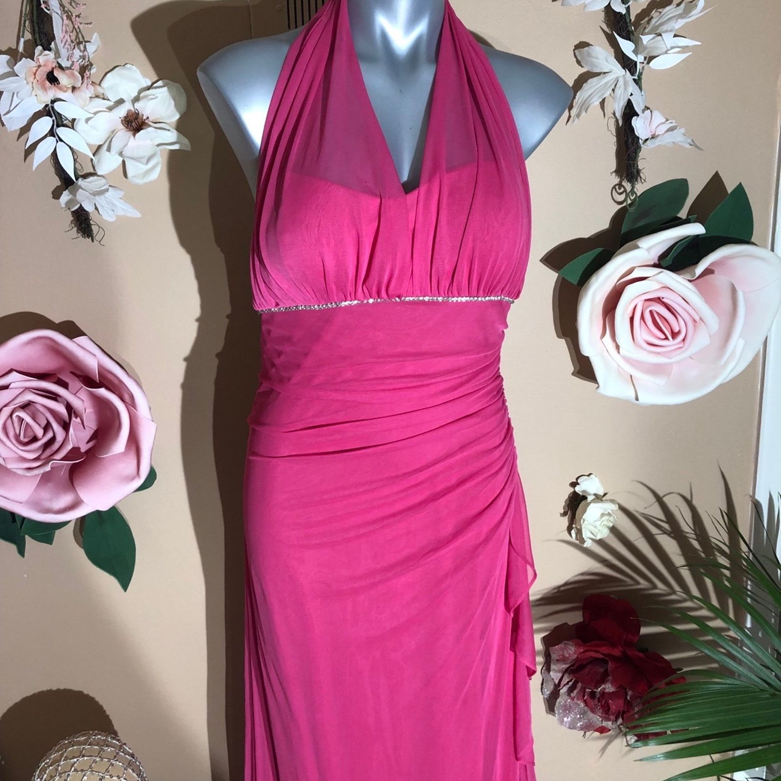 & Other Stories Pink halter rhinestones, ruffle, sheer Size L / US 10 / IT 46 - 2 Thumbnail