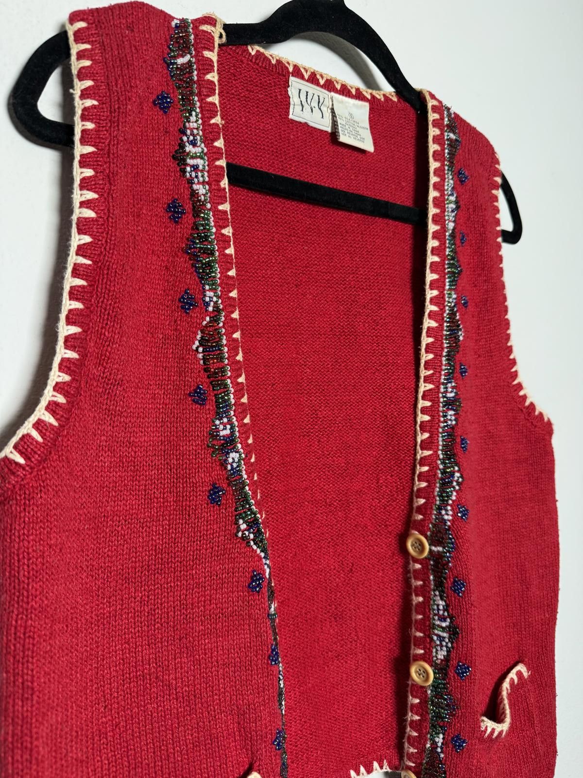 Ivy Park Red Knit Women's Sweater Vest with Embroidered Trim and Pock Size S / US 4 / IT 40 - 2 Thumbnail