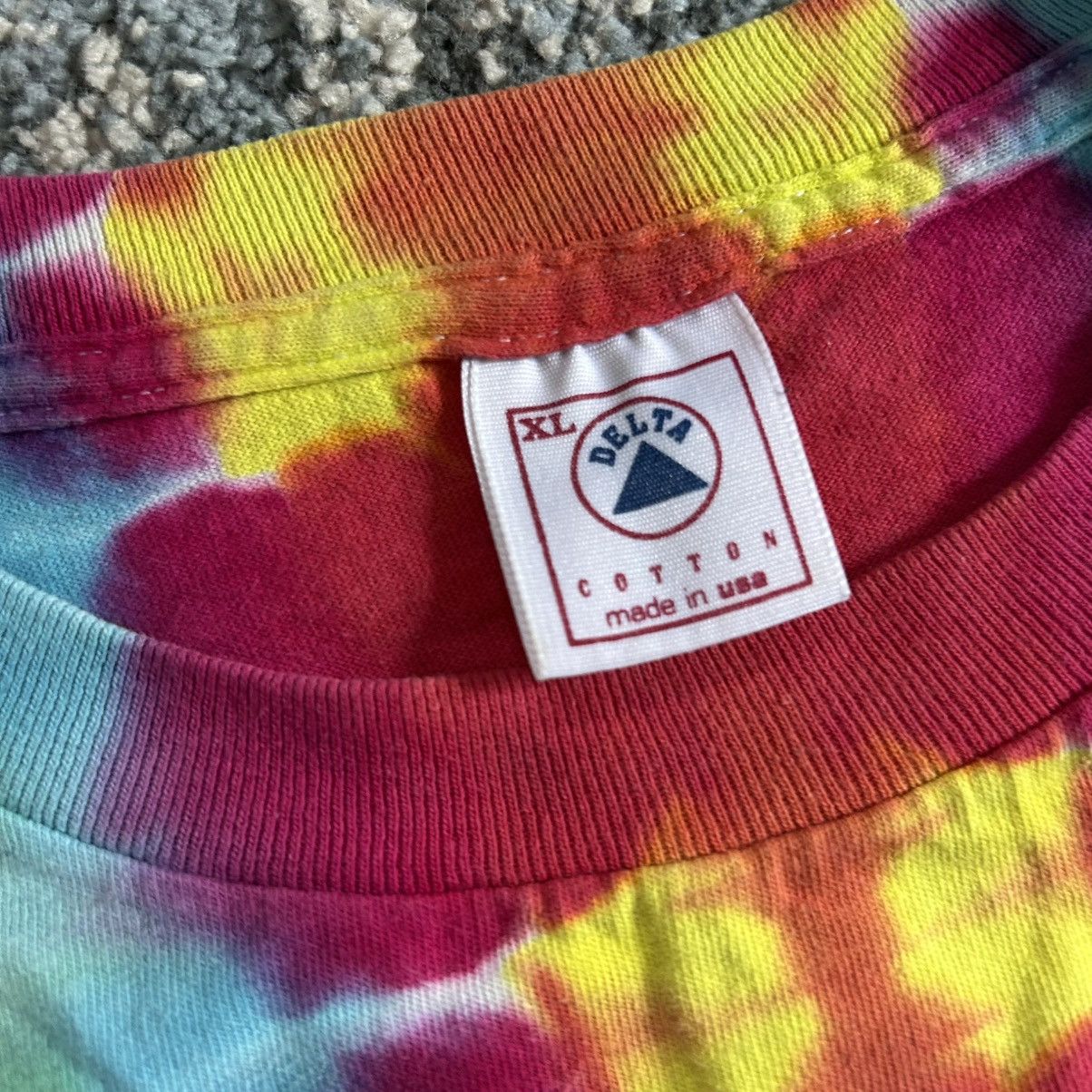 Delta 90s HEAVYWEiGHT SiNGLE STiTCH MADE in USA BRiGHT NEON TiEDYE Size US XL / EU 56 / 4 - 4 Thumbnail