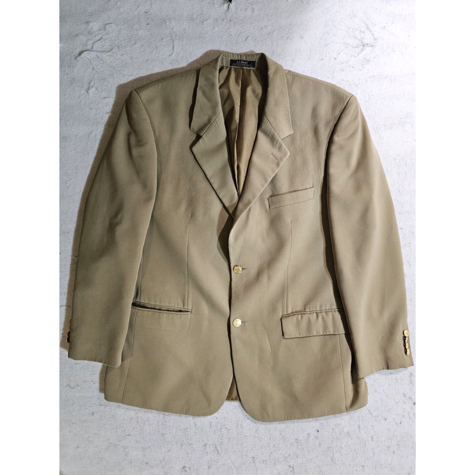 Vintage L.L. Bean Signature 2-Button Blazer Single Breasted Men's Size 44 Reg Khaki Tan Size 44R - 2 Thumbnail