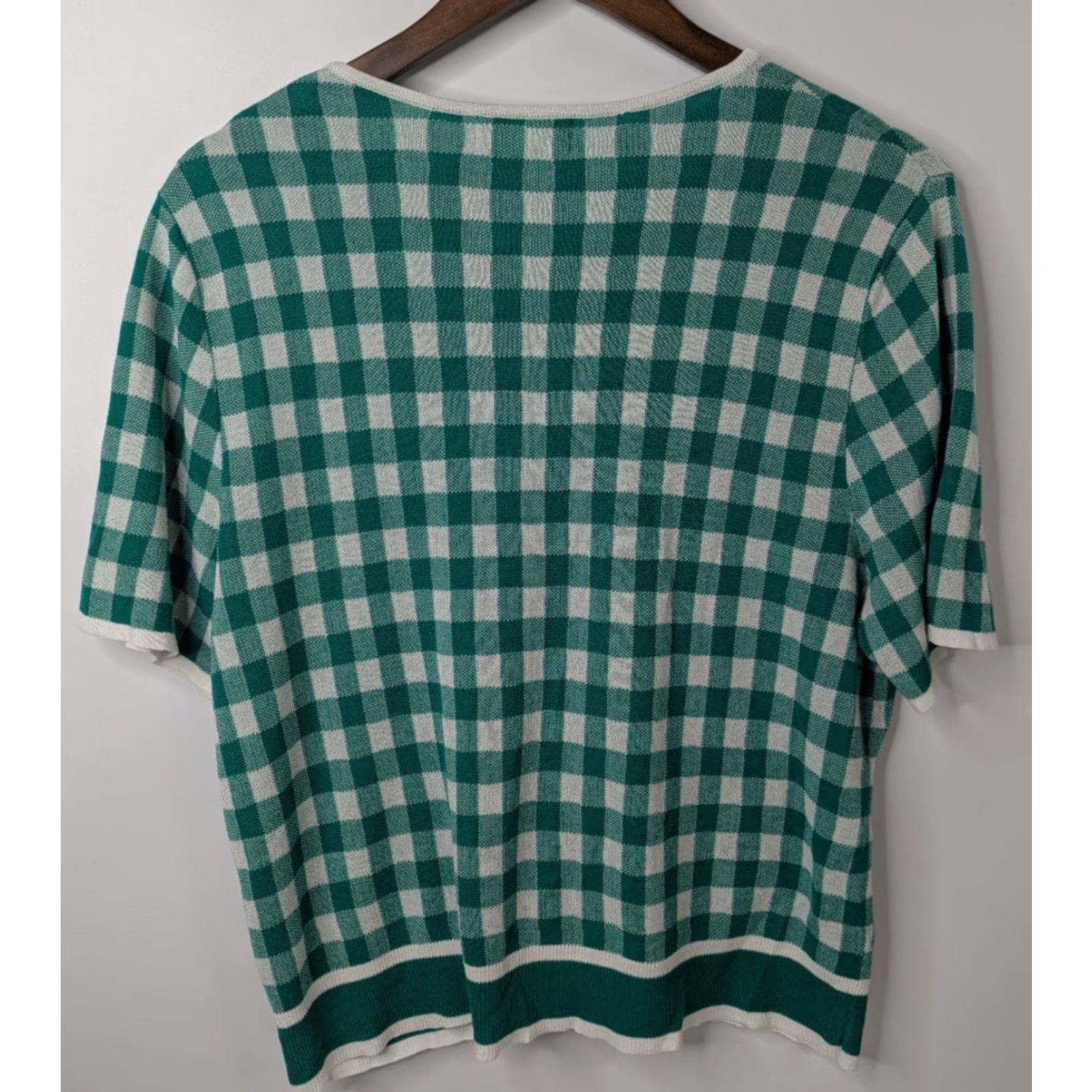 Vintage Jinggu Green Gingham Cardigan Womens Top Size 2 Knit Crew Neck Pockets Casual Fall Winter Size XS / US 0-2 / IT 36-38 - 3 Thumbnail