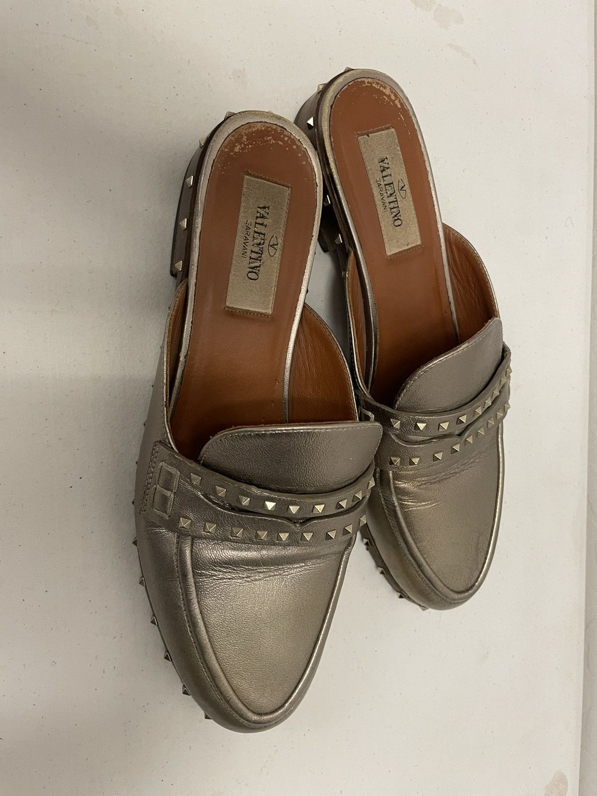 Valentino Soul Rockstud Metallic Mules Size US 6 / IT 36 - 8 Thumbnail