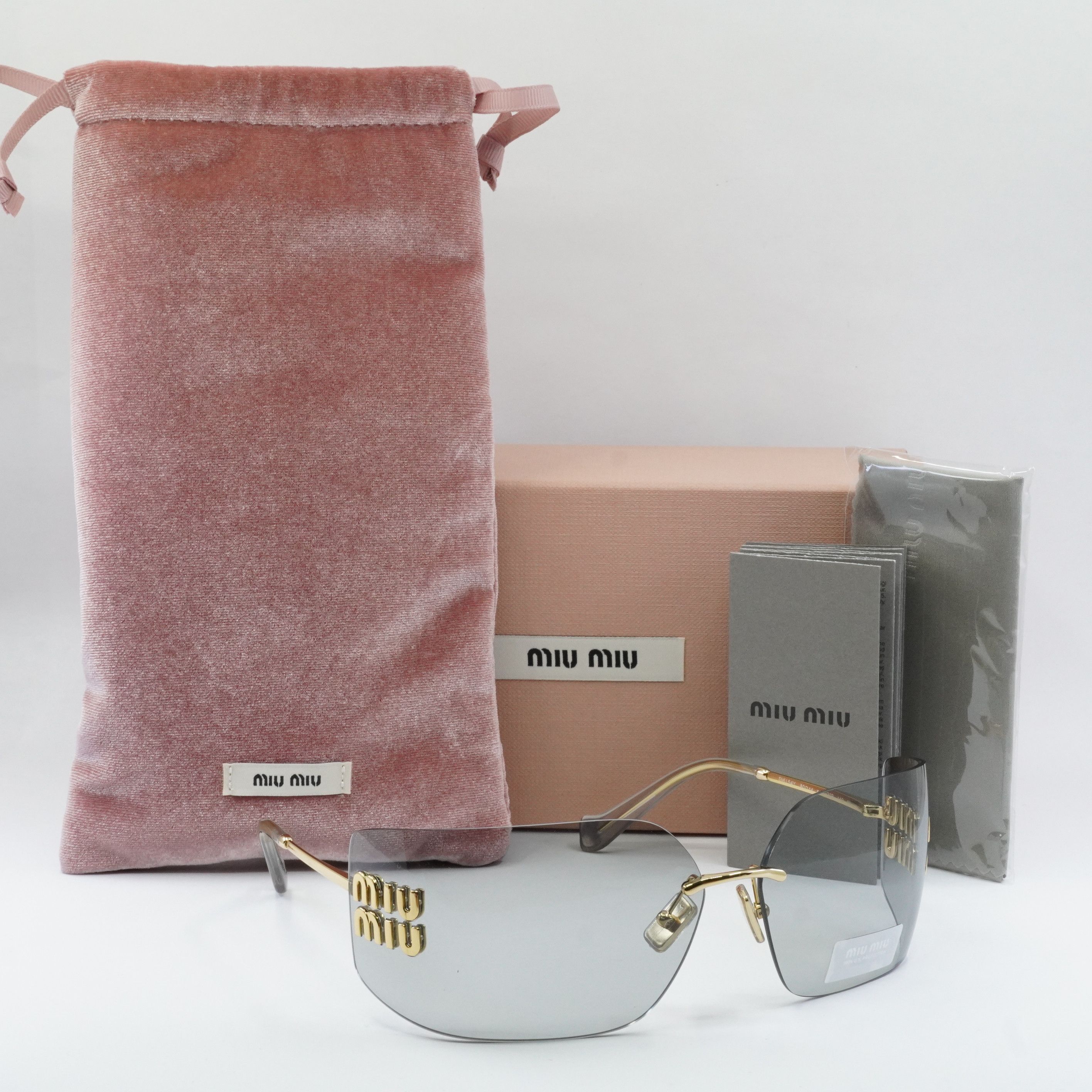 Miu Miu Miu Miu MU54YS 5AK30B Sunglasses Gold Geometric Frame Size ONE SIZE - 12 Thumbnail