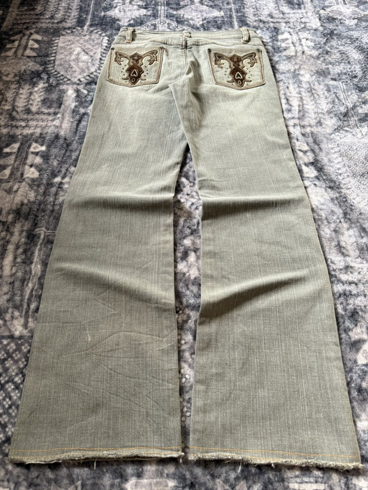 Hysteric Glamour Deux Brahmin Japan Smoke grey Low Rise Flared Jeans Size US 27 - 2 Thumbnail