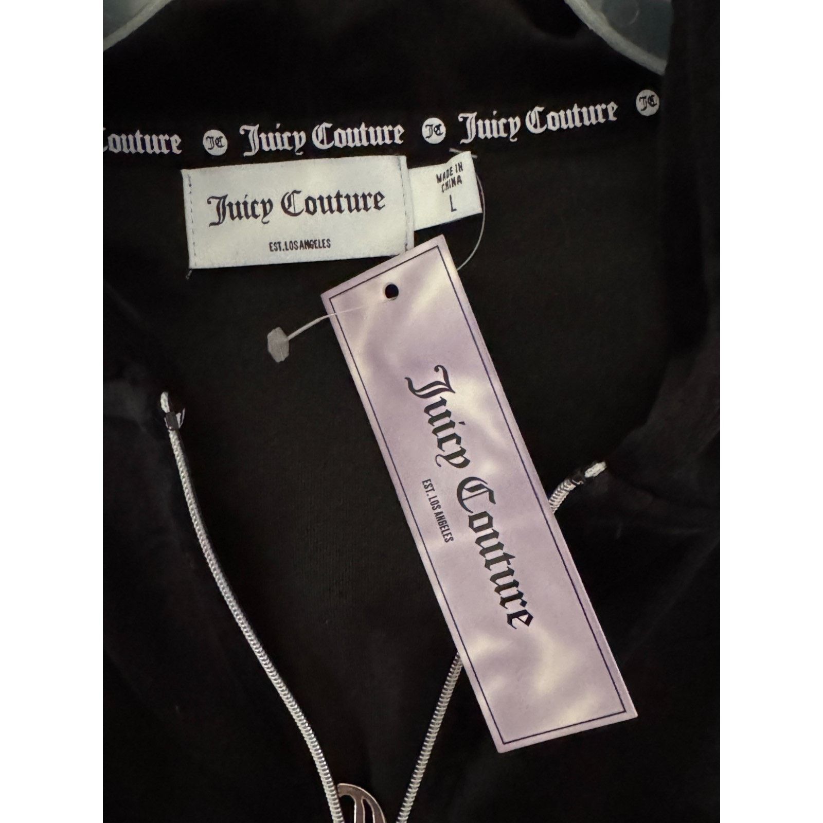 Juicy Couture Juicy Couture Luxe Velour Pullover Hoodie Black Large Size L / US 10 / IT 46 - 11 Thumbnail