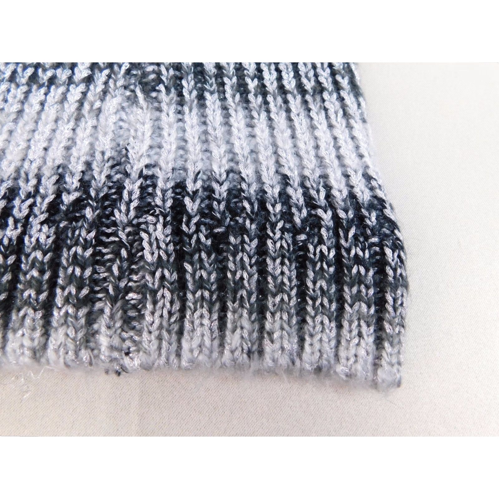 Incu INC Beanie Hat Women One Size Winter Pom Pom Knit Black Silver Metallic Spacedye Knit INC26162 Mens? Womens? Size ONE SIZE - 2 Thumbnail