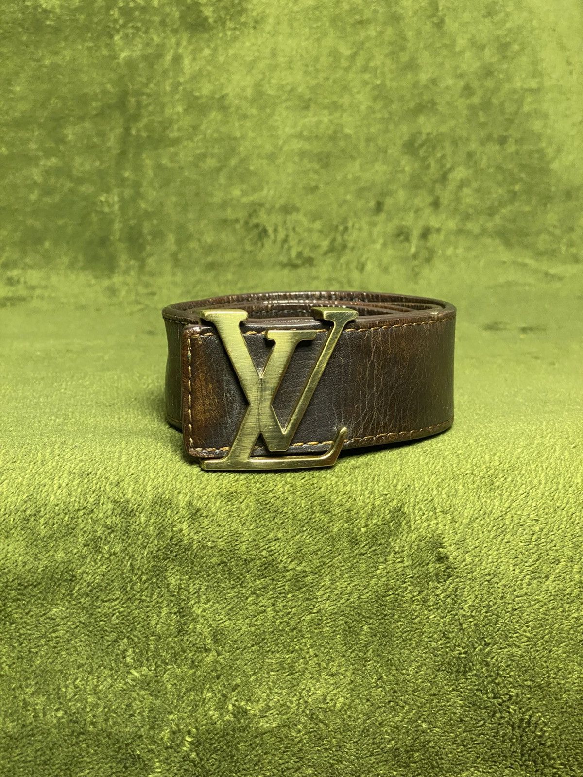 Louis Vuitton Vintage LOUIS VUITTON Leather Belt Brown M6902 Size 34 - 1 Thumbnail