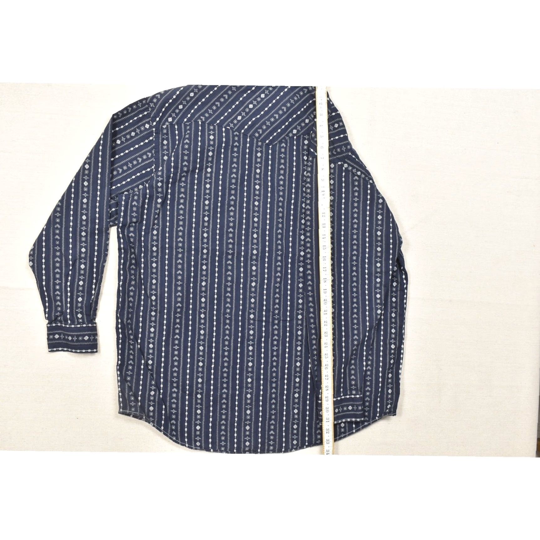 Vintage Panhandle Rough Stock Mens XXL Blue Geometric Pearl Snap Long Sleeve Shirt Size US XXL / EU 58 / 5 - 6 Thumbnail