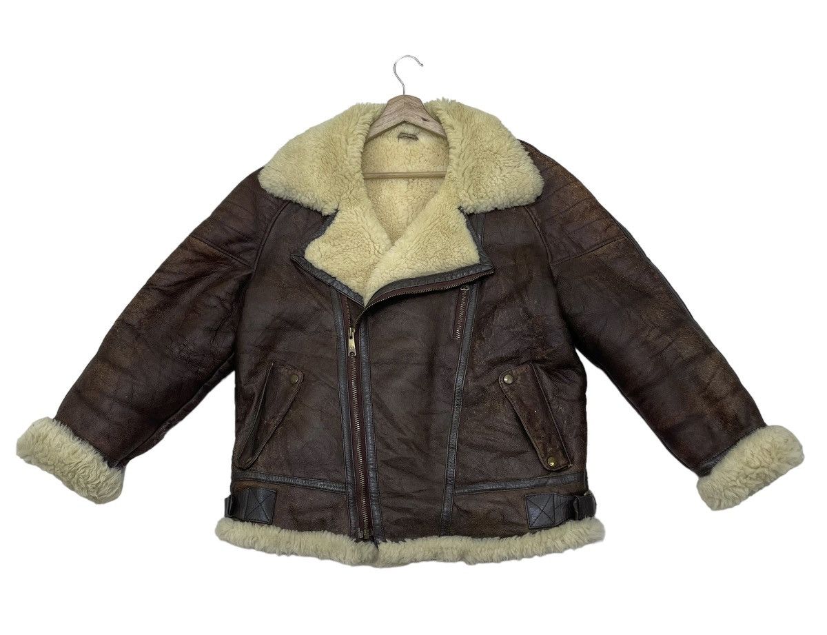 image of B 3 x Sheepskin Coat Vintage West Cost B3 Shearling Double Collar in Brown, Men's (Size Medium)