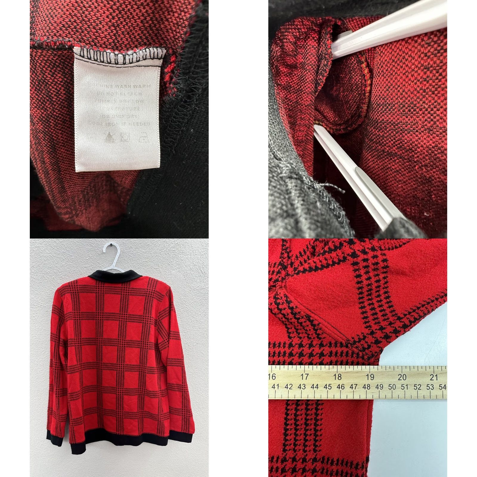 George VINTAGE? No — [George] Womens Red and Black Plaid Long Sleeve Button Up Knit Sweater M Size Size M / US 6-8 / IT 42-44 - 8 Thumbnail