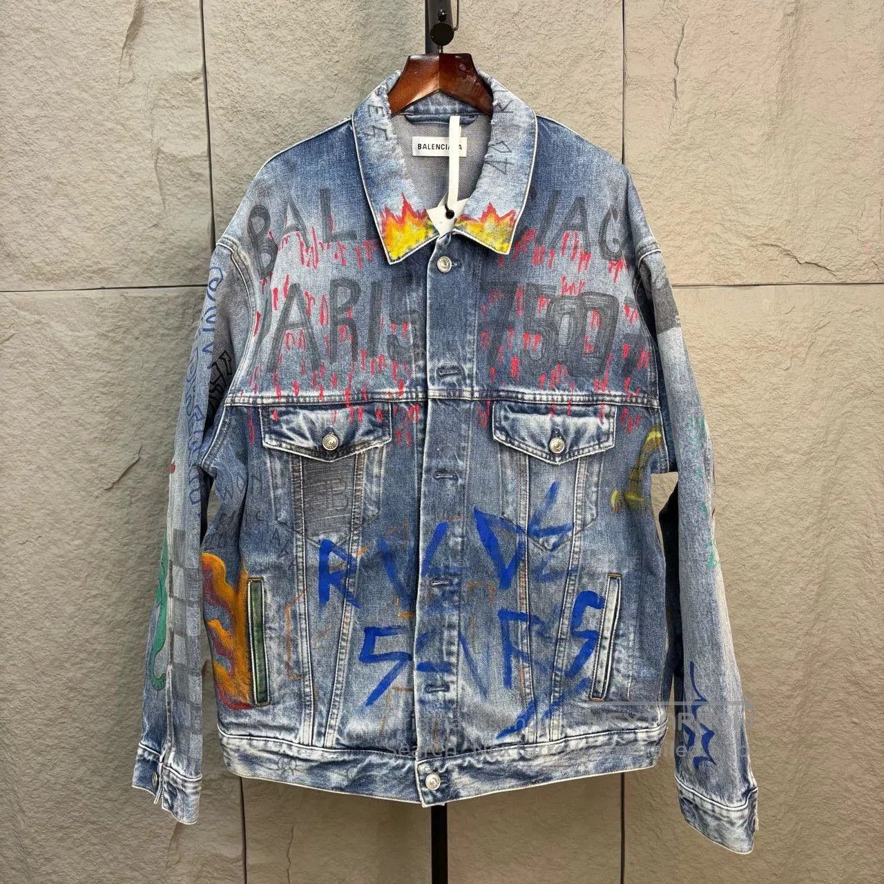 Balenciaga balenciaga graffiti print denim jacket. Size US XS / EU 42 / 0 - 1 Thumbnail