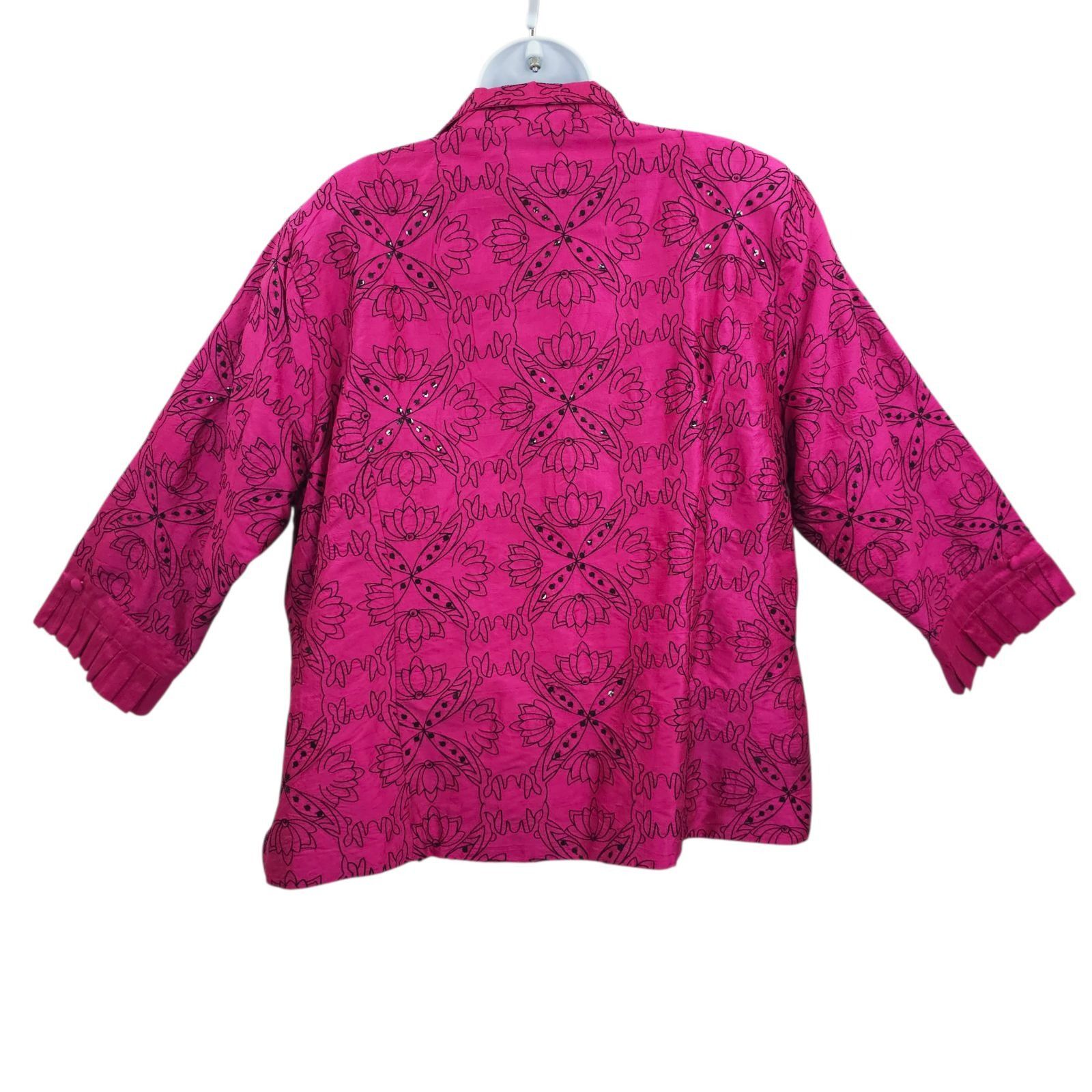 Other Bleu Bayou Pink Embroidered Sequin Jacket 1X Boho Y2K Artsy Size XXL / US 16-18 / IT 52-54 - 3 Thumbnail