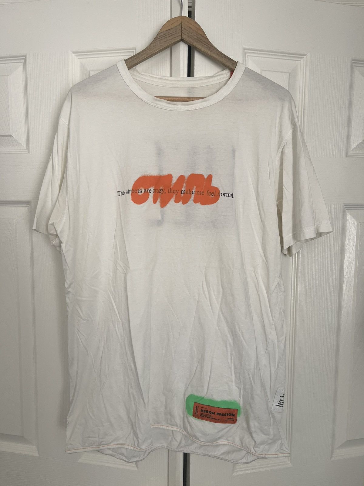 Heron Preston The streets are crazy white heron Preston t shirt Size US XXL / EU 58 / 5 - 1 Thumbnail