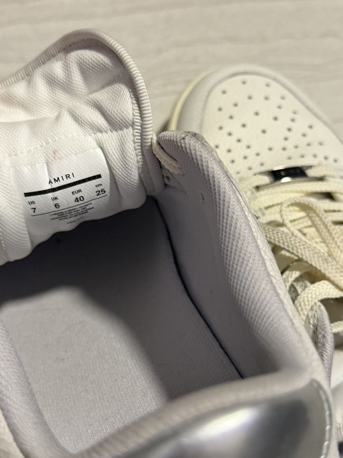 Amiri Amiri White & Silver Metallic Skel Top Sneakers Size US 7 / EU 40 - 8 Thumbnail
