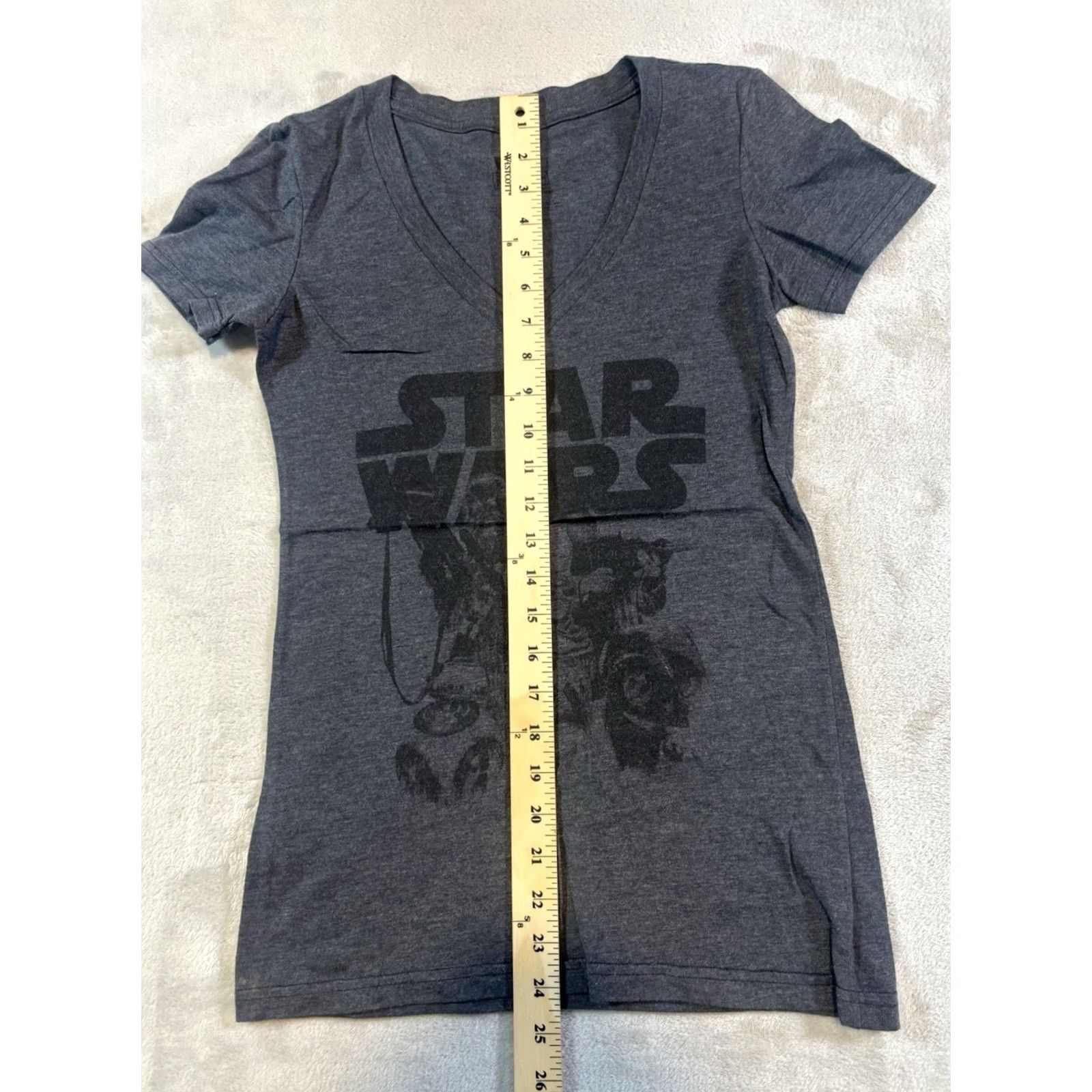 Star Wars Star Wars Women's T-Shirt Dark Gray V-Neck Size M Knit Cotton Polyester Short Sleeve Regular Casual Shirt Womens Size M / US 6-8 / IT 42-44 - 3 Thumbnail