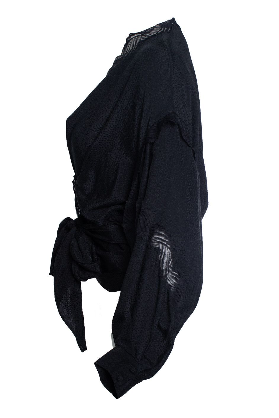 Iro IRO, black jarl wrap top with lace Size XS / US 0-2 / IT 36-38 - 2 Thumbnail