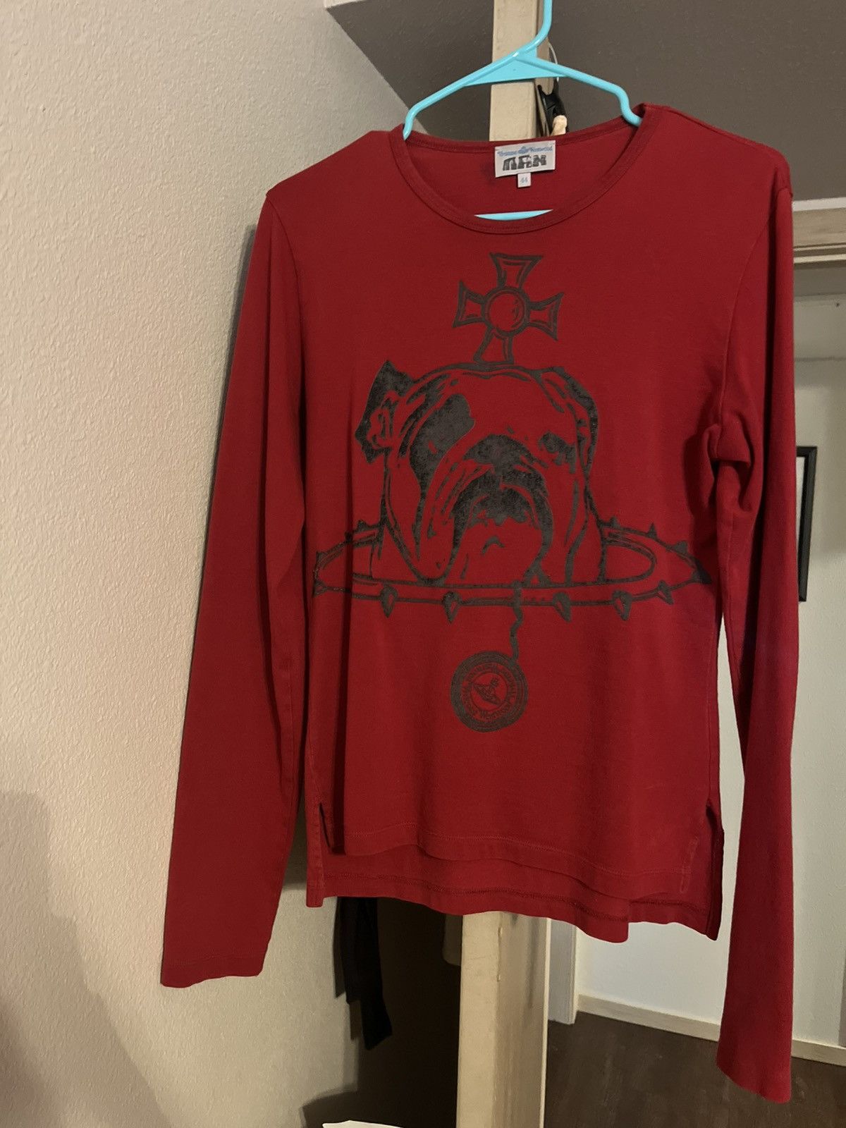 vivienne westwood オーブ　long tee size48 Vivienne Westwood Red Label Orb Printed Stripe T Shirt Grey