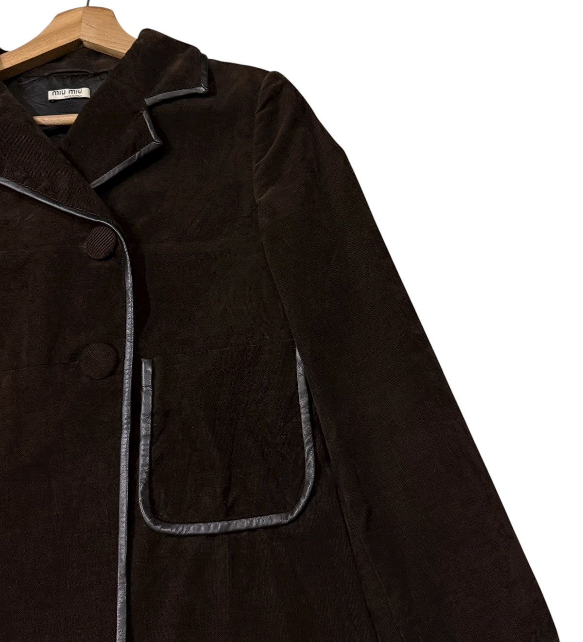 Miu Miu ‼️RARE‼️Vintage Miu Miu Cotton Leather Buttons Long Jacket Size S / US 4 / IT 40 - 2 Thumbnail