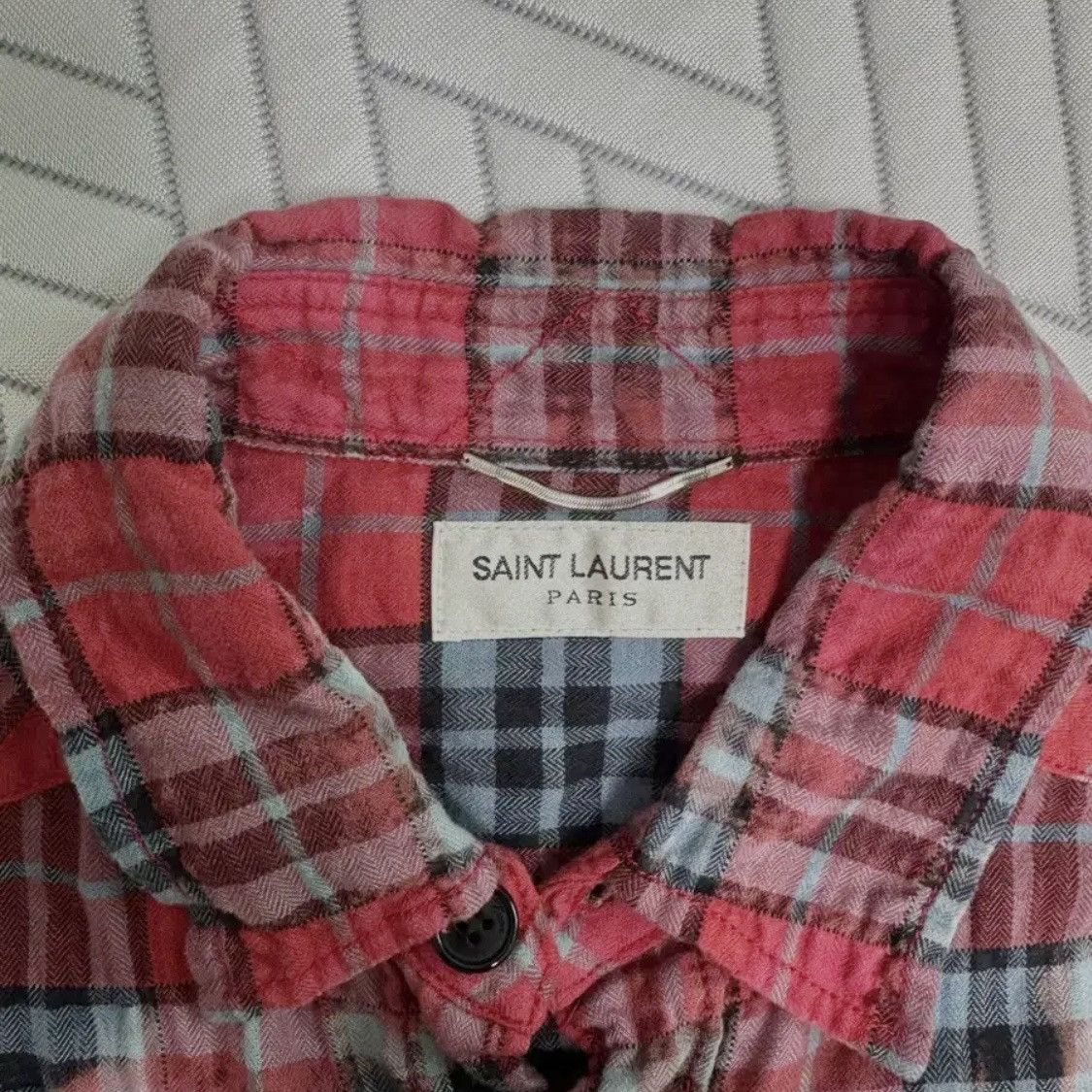 Saint Laurent Paris Saint Laurent SS16 Hedi Slimane Bleached Flannel Shirts Size US M / EU 48-50 / 2 - 3 Thumbnail